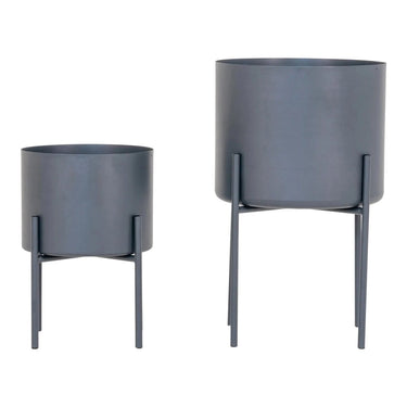 Pavia Stahl-Blumentöpfe, 2 Stück – grau