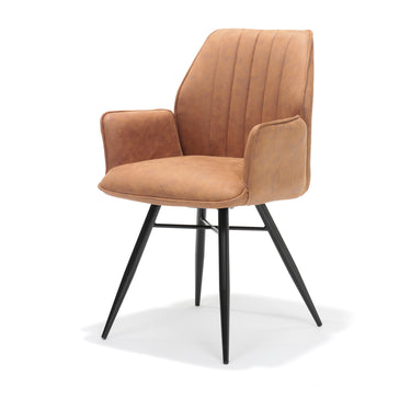 Eetkamerstoel Clark - Vast - Stof Cognac