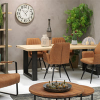 RV Design Eetkamerstoel Clark - Vast - Stof Cognac - Mooier Thuis