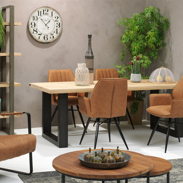 Eetkamerstoel Clark - Vast - Stof Cognac