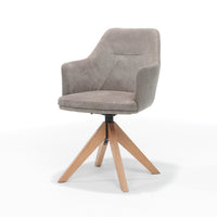 RV Design Eetkamerstoel Calvin - Draaibaar - Stof Kiezel Eiken - Mooier Thuis