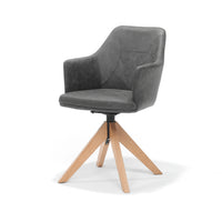 RV Design Eetkamerstoel Calvin - Draaibaar - Stof Antraciet Eiken - Mooier Thuis
