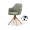 Eetkamerstoel Calvin - Draaibaar - Stof Groen Eiken - 63 cm breed - Mooier Thuis