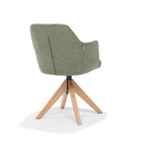 RV Design Eetkamerstoel Calvin - Draaibaar - Stof Groen Eiken