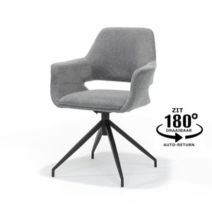 Esszimmerstuhl Katy - Drehfunktion - Stoff Grau