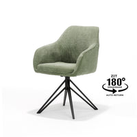 Eetkamerstoel Blues - Draaibaar - Ribstof Groen - Mooier Thuis