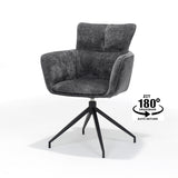 Eetkamerstoel Evan - Draaibaar - Stof Antraciet - 64 cm breed - Mooier Thuis
