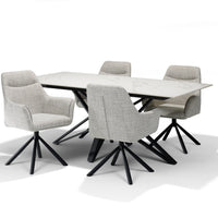 RV Design Eetkamerstoel Boston - Draaibaar - Stof Bruin - Mooier Thuis