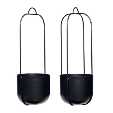 Lotus hangpotten zwart (set van 2)