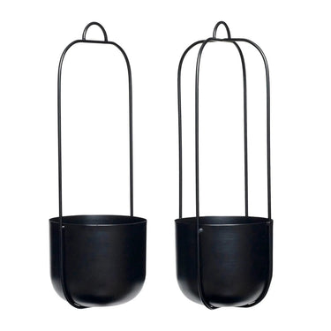 Lotus hangpotten zwart (set van 2)