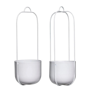 Lotus hangpotten lichtgrijs (set van 2)