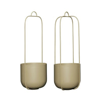 Hübsch Lotus hangpotten khaki (set van 2)