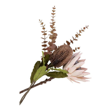 King Protea boeket kunstbloemen - bordeaux - 65 cm