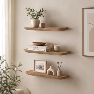 Wandregal Gusta | 60 cm | 3er-Set | Helles Mangoholz