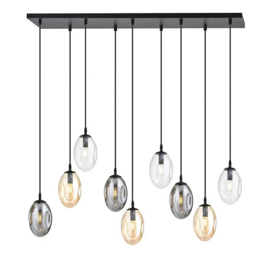 ASTRAL 9-lichts hanglamp - Mix Smoked glas & amber