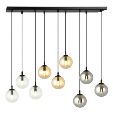 COSMO 9-lichts hanglamp - Mix glazen kappen
