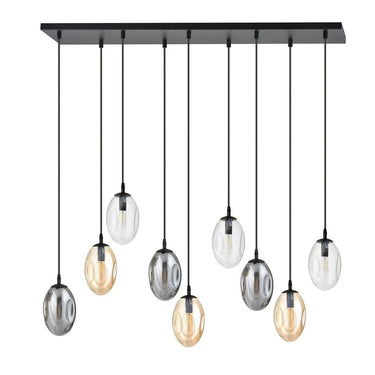 ASTRAL 9-lichts hanglamp - Mix Smoked glas & amber