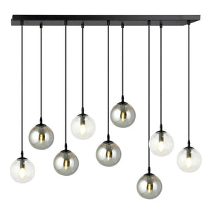 COSMO 9-lichts hanglamp - Mix transparant en smoke glas