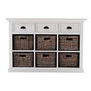 Halifax Buffetkast met 6 rotan manden 125 cm | Wit - Mooier Thuis