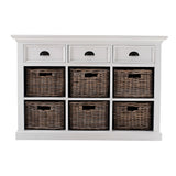 Halifax Buffetkast met 6 rotan manden 125 cm - wit - Mooier Thuis