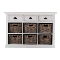 Halifax Buffetkast met 6 rotan manden 125 cm | Wit - Mooier Thuis
