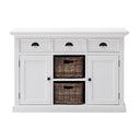 Halifax Buffetkast met 2 rotan manden 124 cm | Wit - Mooier Thuis