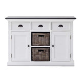 Halifax Contrast Buffetkast 123 cm met 2 rotan manden - wit en zwart - Mooier Thuis