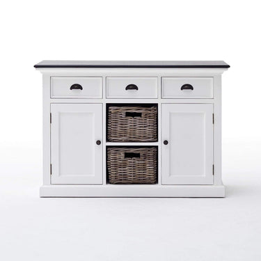 Halifax Contrast Buffetkast 123 cm met 2 rotan manden | Wit/Zwart - afbeelding 9