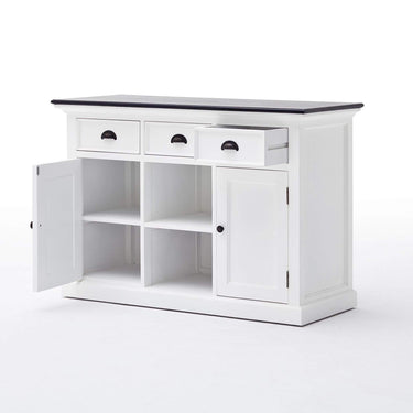 Halifax Contrast Buffetkast 123 cm met 2 rotan manden | Wit/Zwart - afbeelding 10