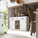 NovaSolo Halifax Contrast Buffetkast 123 cm met 2 rotan manden | Wit/Zwart - Mooier Thuis