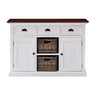 Halifax Accent Buffetkast 124 cm met 2 rotan manden - wit en bruin - Mooier Thuis