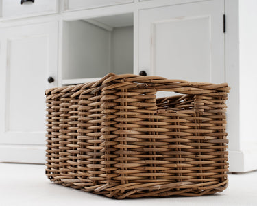 NovaSolo Halifax Accent Buffetkast 124 cm met 2 rotan manden | Wit/Bruin