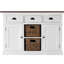 Halifax Accent Buffetkast 124 cm met 2 rotan manden | Wit/Bruin - afbeelding 3