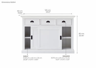 Halifax Buffetkast met schuifdeuren 125 cm | Wit - afbeelding 7