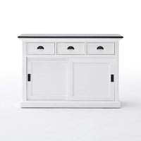 Halifax Contrast Buffetkast met schuifdeuren 124 cm | Wit/Zwart - Mooier Thuis