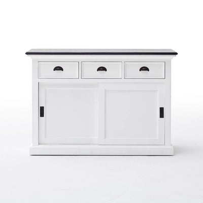 Halifax Contrast Buffetkast met schuifdeuren 124 cm | Wit/Zwart