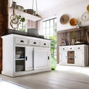 Halifax Contrast Buffetkast met schuifdeuren 124 cm | Wit/Zwart - afbeelding 9