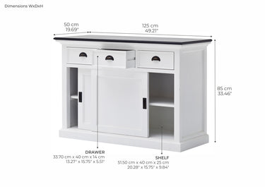 Halifax Contrast Buffetkast met schuifdeuren 124 cm | Wit/Zwart - afbeelding 10