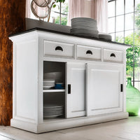 NovaSolo Halifax Contrast Buffetkast met schuifdeuren 124 cm | Wit/Zwart - Mooier Thuis