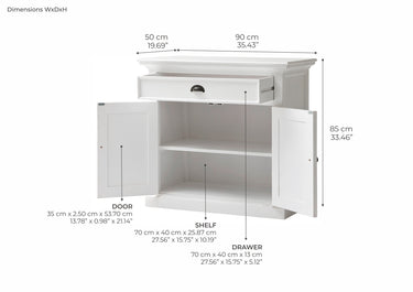 Halifax Buffetkast 89 cm | Wit - afbeelding 5
