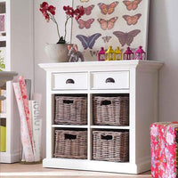 NovaSolo Halifax Buffetkast 89 cm met 4 rotan manden | Wit