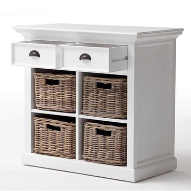 Halifax Buffetkast 89 cm met 4 rotan manden | Wit - afbeelding 7