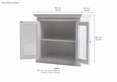 NovaSolo Halifax Buffetkast met 2 glazen deuren 90 cm | Wit - Mooier Thuis