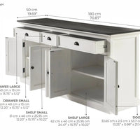 Halifax Contrast Dressoir 180 cm met 5 deuren en 3 lades | Wit/Zwart - afbeelding 2