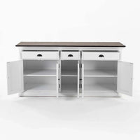 NovaSolo Halifax Accent Dressoir 180 cm met 3 lades en 5 deuren | Wit/Bruin - Mooier Thuis