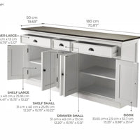 Halifax Accent Dressoir 180 cm met 3 lades en 5 deuren | Wit/Bruin - afbeelding 2