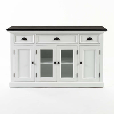 Halifax Contrast Buffetkast 145 cm met 4 deuren en 3 lades | Wit/Zwart