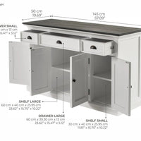 NovaSolo Halifax Contrast Dressoir 145 cm met 4 deuren en 3 lades | Wit/Zwart - Mooier Thuis