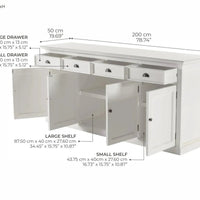 NovaSolo Halifax Buffetkast 200 cm met 4 deuren en 4 lades | Wit - Mooier Thuis