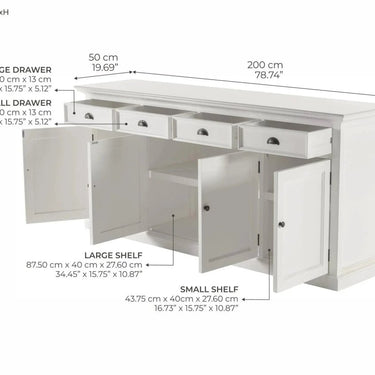 Halifax Sideboard mit 5 Türen und 3 Schubladen – Weiß